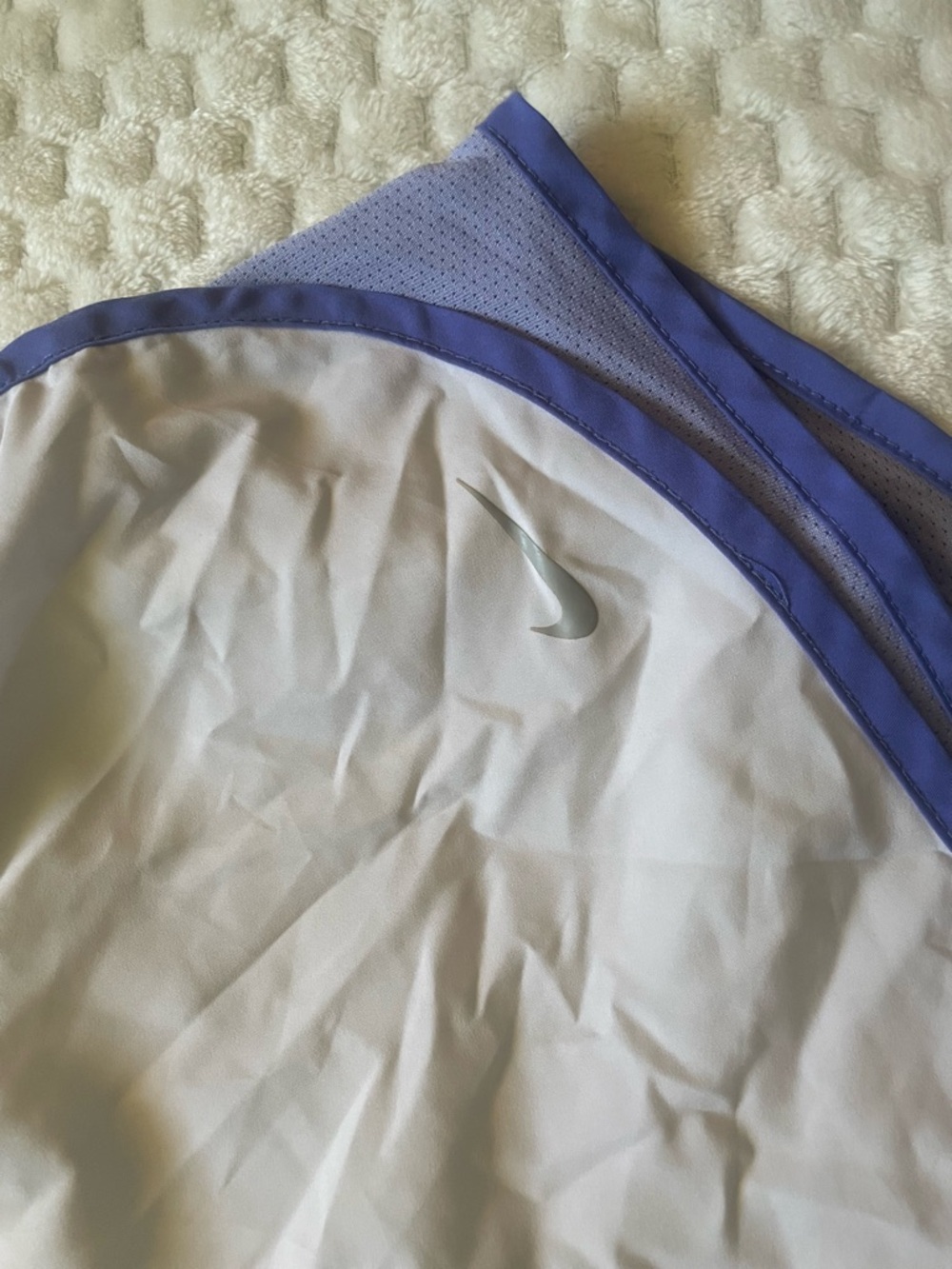 Nike White dri-fit shorts with Lavender Trim